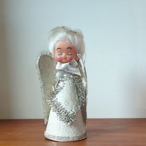Vintage Silver PAPER ANGEL Tree Topper Made In Japan